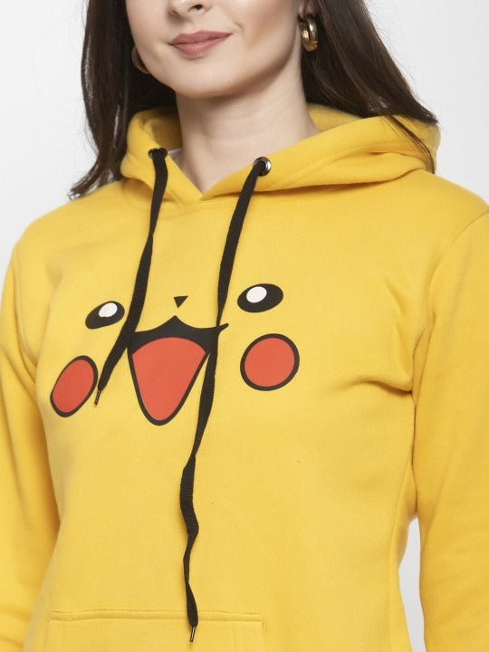 Women Printed Hooded Fleece Yellow Hoodie – Stylish Winter Wear in Pakistan | DOCACCA
