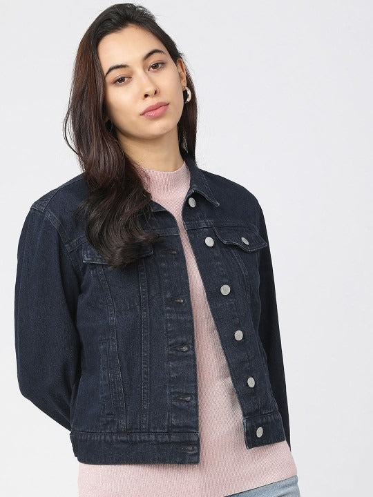 Women Blue Solid Jacket – Versatile Lightweight Outerwear for Pakistan | DOCACCA