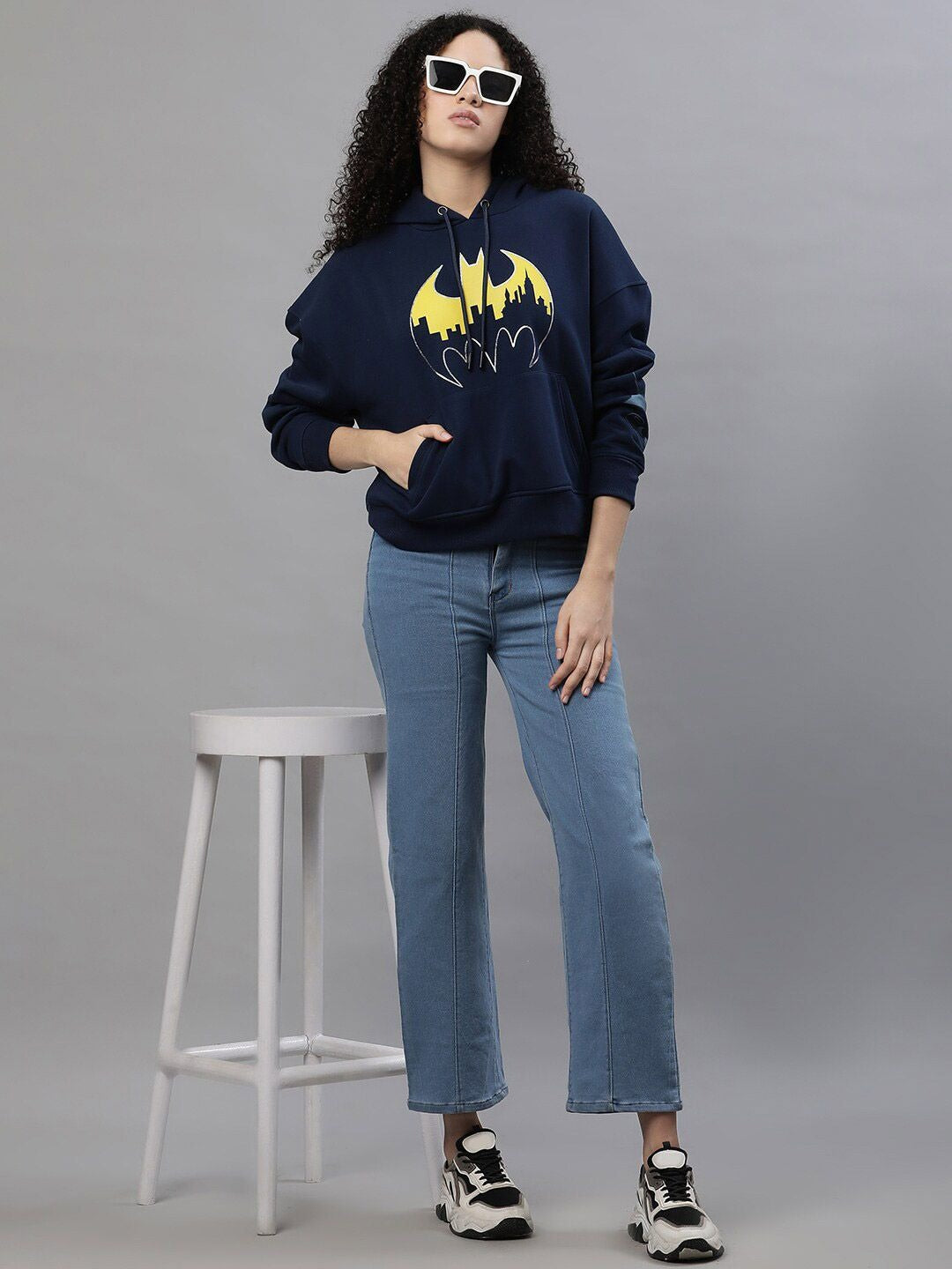 Batman Printed Cotton Hoodie – Drop Shoulder Sleeves Hooded Sweatshirt for Women & Men in Pakistan | DOCACCA