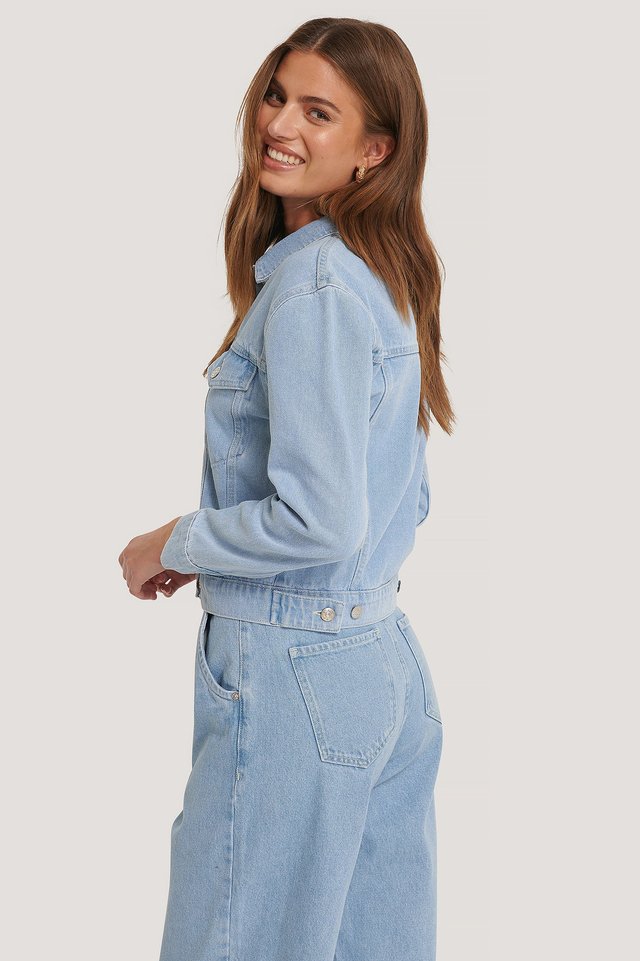 Women Light Blue Solid Jacket