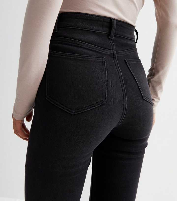 Black High Waist Ripped Knee Skinny Jeans - DOCACCA - Jeans - 