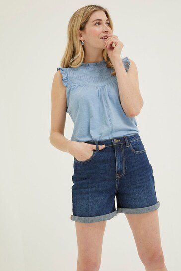 Blue Darley Denim Shorts - DOCACCA - Shorts & Skirts - 