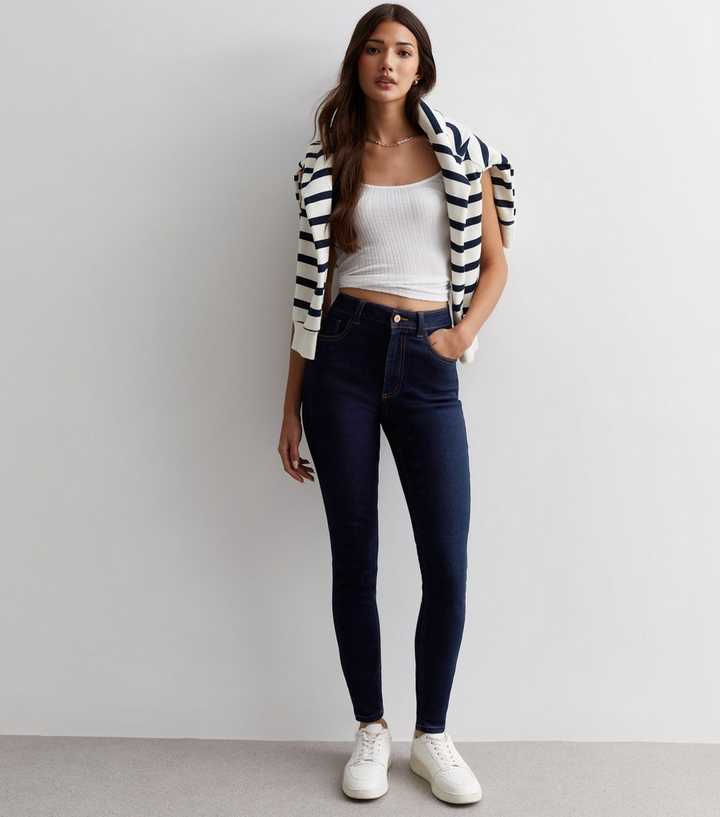 Blue Mid Rise Skinny Jeans - DOCACCA - Jeans - 