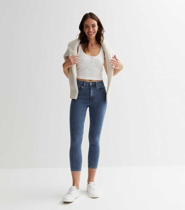 Blue Mid Rise Skinny Jeans - DOCACCA - Jeans - 