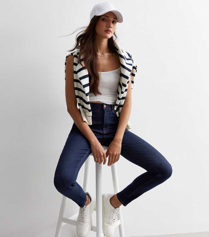 Blue Mid Rise Skinny Jeans - DOCACCA - Jeans - 