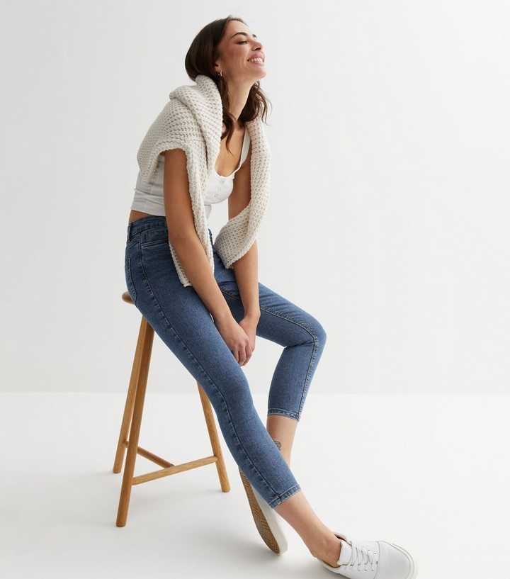 Blue Mid Rise Skinny Jeans - DOCACCA - Jeans - 
