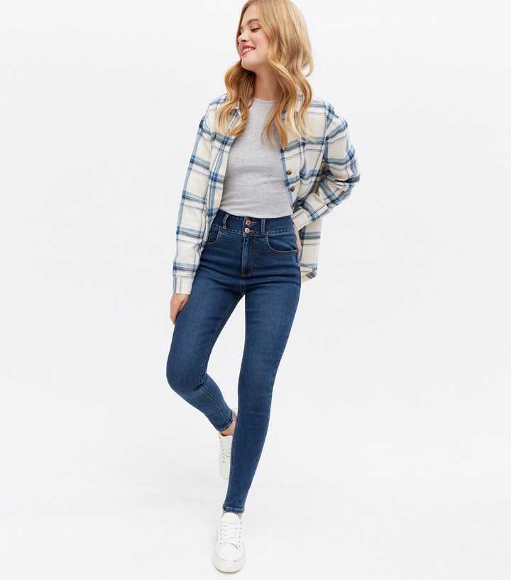 Blue Rinse Wash Lift & Shape High Waist Yazmin Skinny Jeans - DOCACCA - Jeans - 