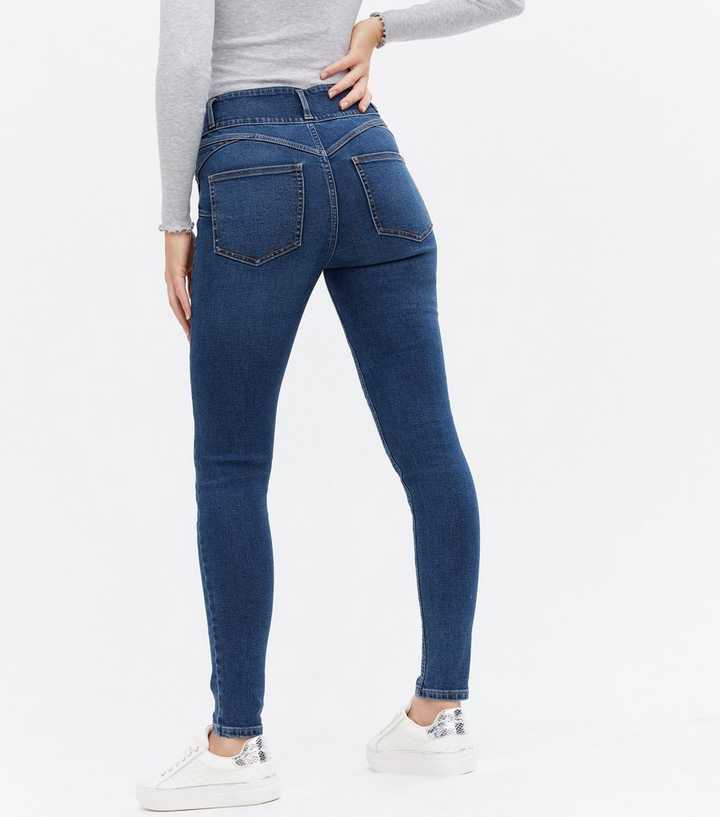 Blue Rinse Wash Lift & Shape High Waist Yazmin Skinny Jeans - DOCACCA - Jeans - 
