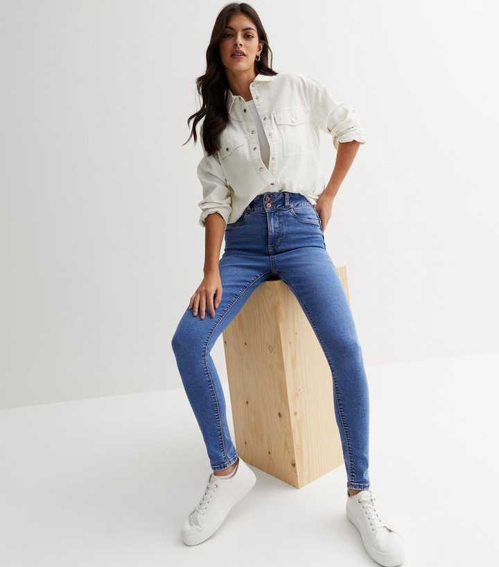 Bright Blue Lift & Shape High Waist Skinny Jeans - DOCACCA - Jeans - 