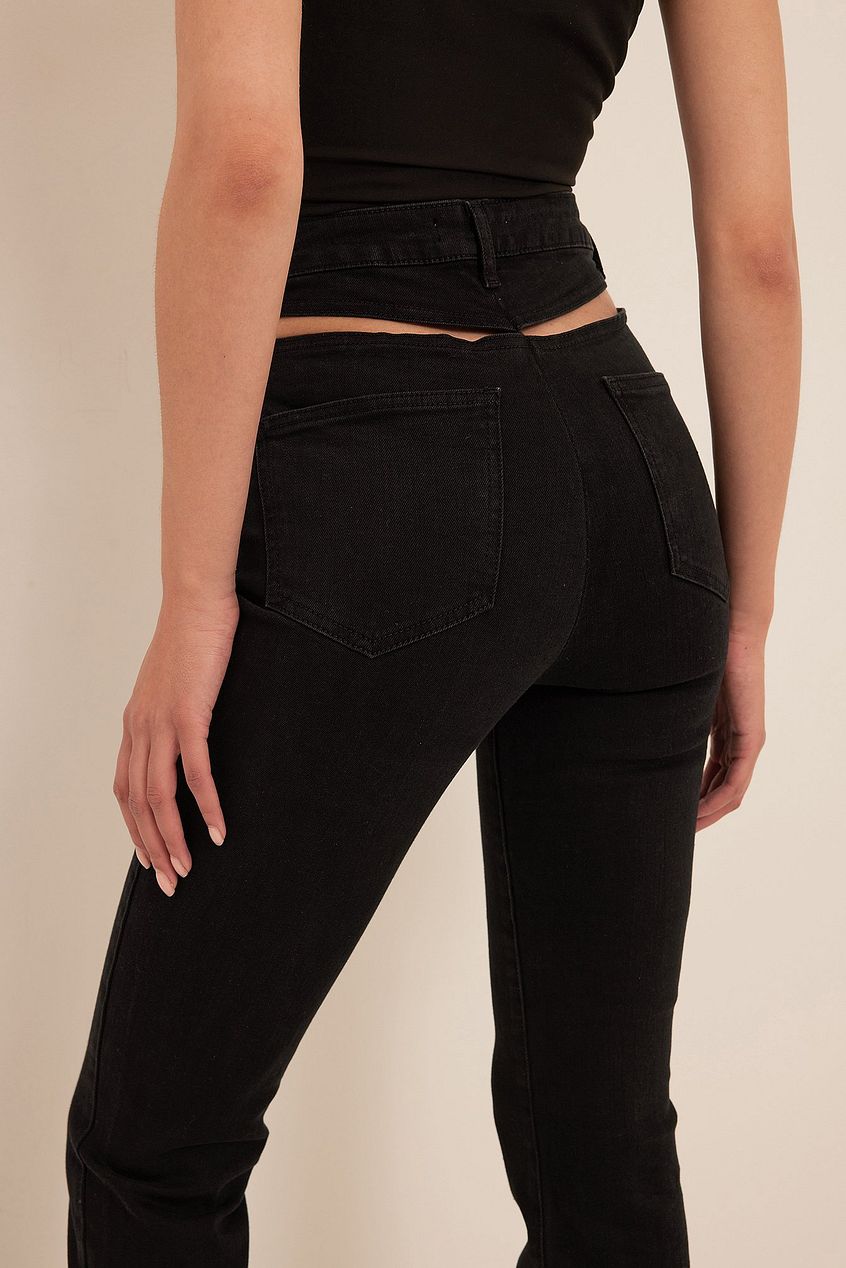 Cut Out Back Detail Denim For Womens - DOCACCA - Jeans - 
