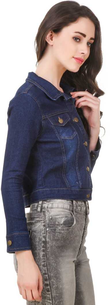 Women Dark Blue Solid Jacket