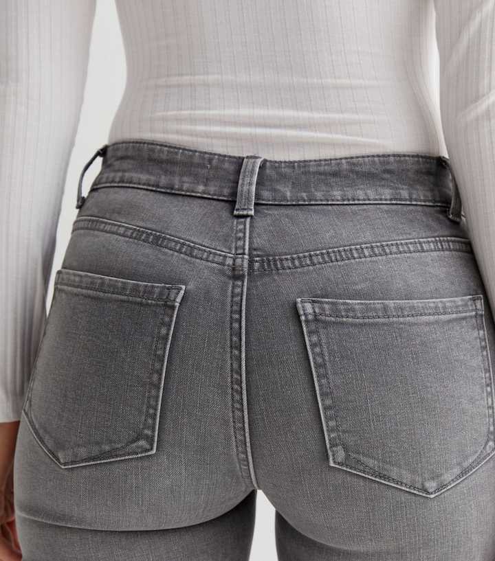 Dark Grey Mid Rise Skinny Jeans - DOCACCA - Jeans - 