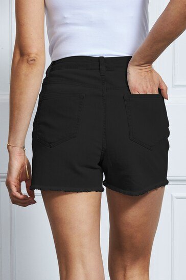 Denim Raw Edge Shorts - DOCACCA - Shorts & Skirts - 