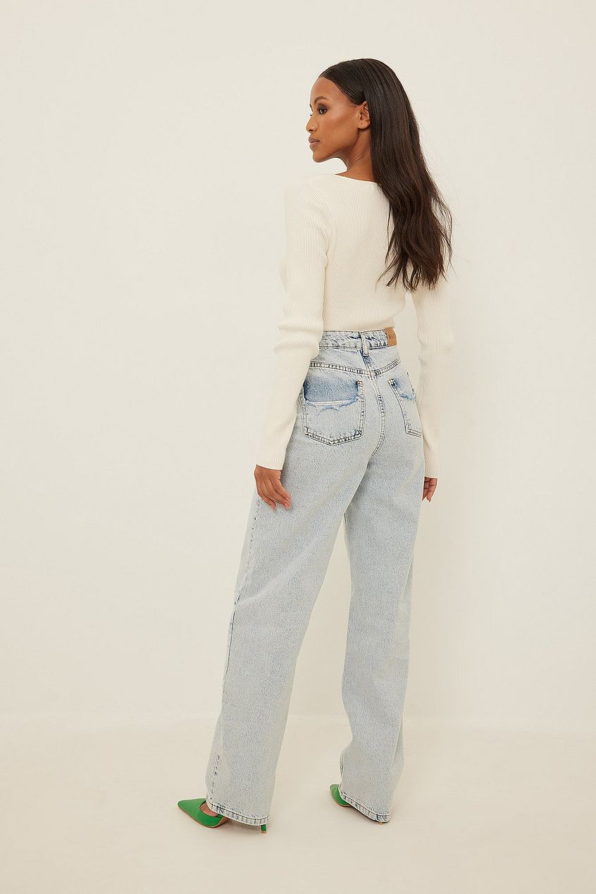 Distressed Pocket Detail Denim For Womens - DOCACCA - Jeans - 