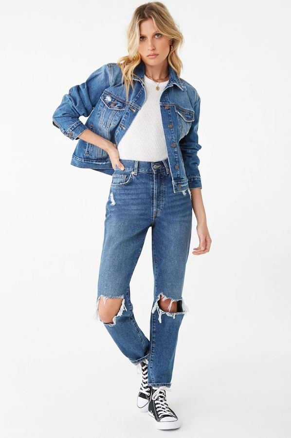 Distressed Women Jacket - DOCACCA - Denim Jackets - 