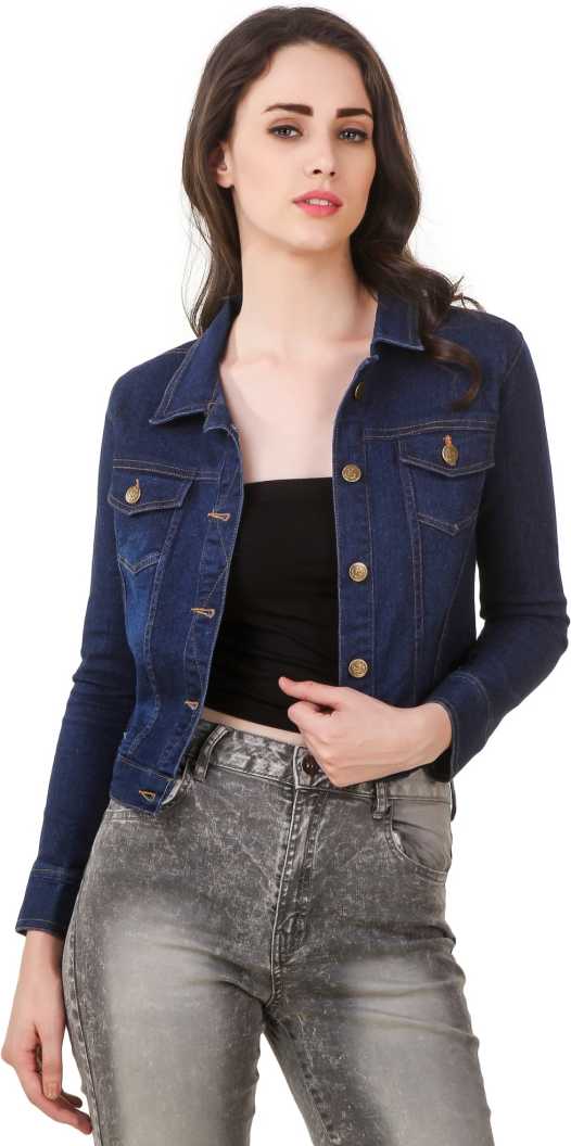 Women Dark Blue Solid Jacket
