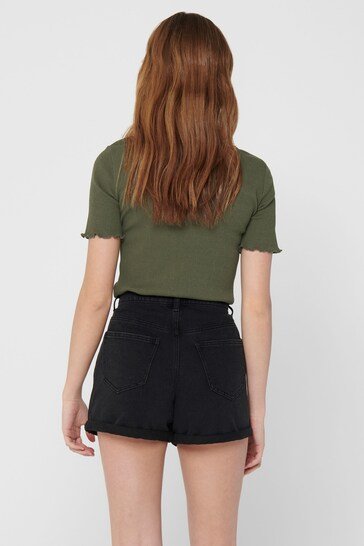 High Waisted Stretch Mom Denim Shorts - DOCACCA - Shorts & Skirts - 