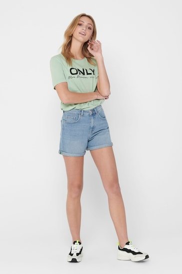 High Waisted Stretch Mom Denim Shorts - DOCACCA - Shorts & Skirts - 