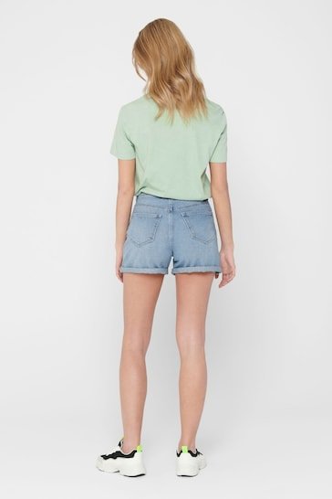 High Waisted Stretch Mom Denim Shorts - DOCACCA - Shorts & Skirts - 