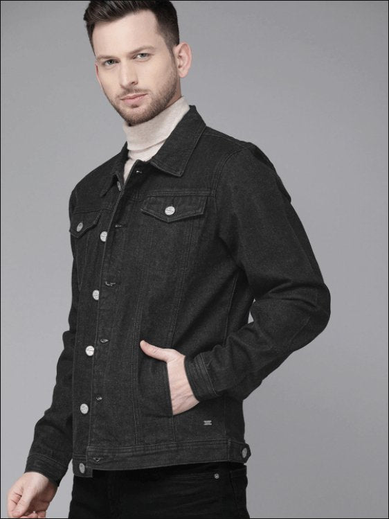 Mens Denim Jacket Black - DOCACCA - Denim Jacket - 