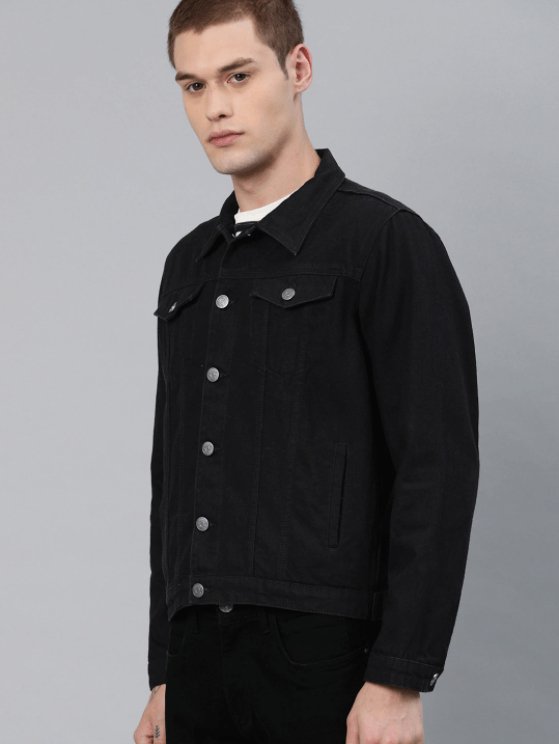 Mens Denim Jacket Black - DOCACCA - Denim Jacket - 