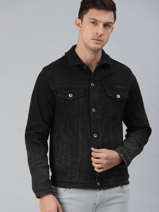 Mens Denim Jacket Black - DOCACCA - Denim Jacket - 
