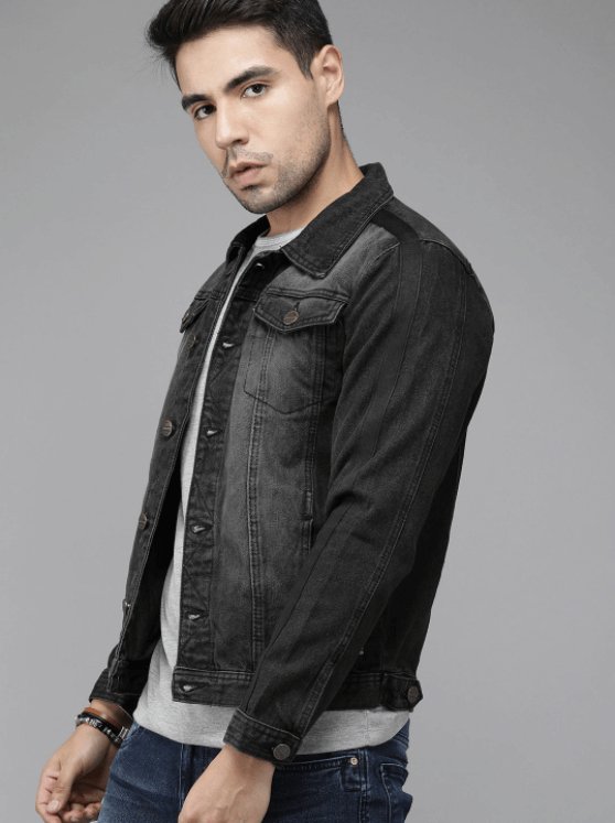 Mens Denim Jacket Black - DOCACCA - Denim Jacket - 