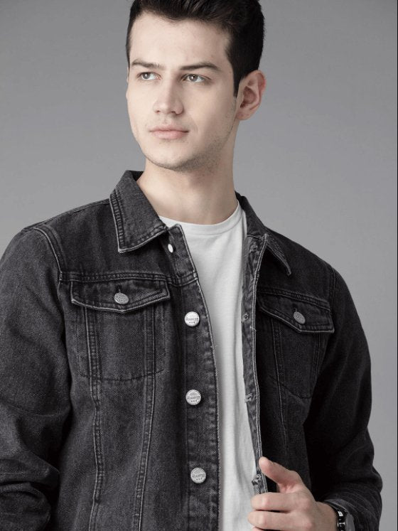 Mens Denim Jacket Black - DOCACCA - Denim Jacket - 