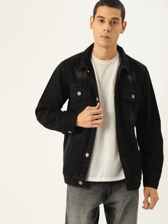 Mens Denim Jacket Black - DOCACCA - Denim Jacket - 
