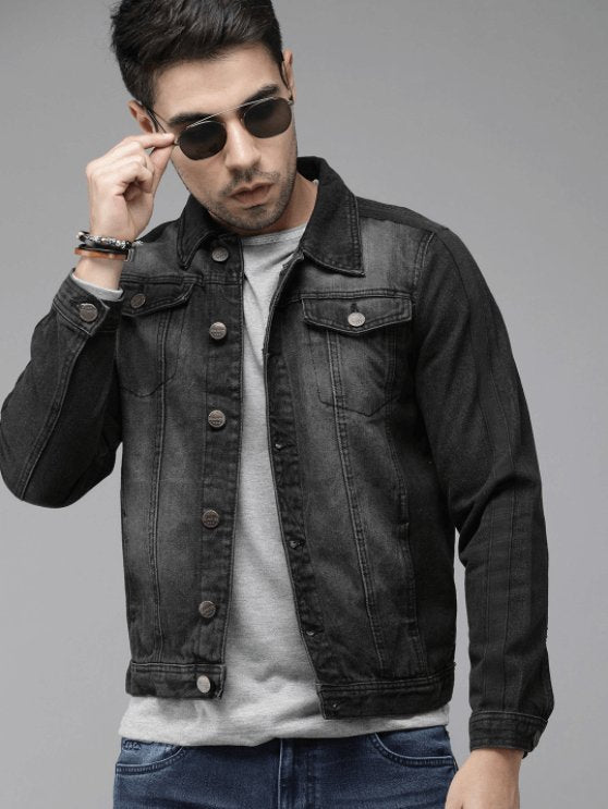 Mens Denim Jacket Black - DOCACCA - Denim Jacket - 