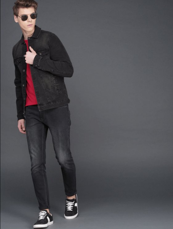 Mens Denim Jacket Black - DOCACCA - Denim Jacket - 