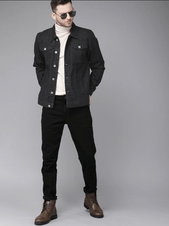 Mens Denim Jacket Black - DOCACCA - Denim Jacket - 