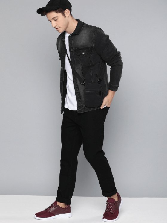 Mens Denim Jacket Black - DOCACCA - Denim Jacket - 