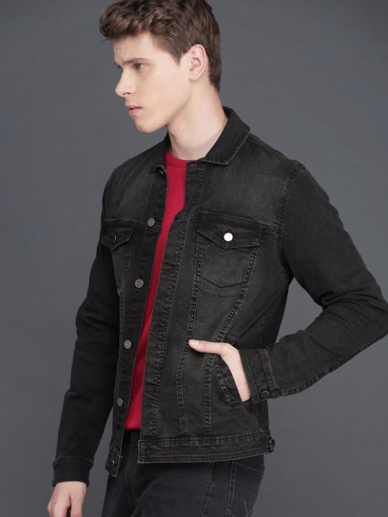 Mens Denim Jacket Black - DOCACCA - Denim Jacket - 