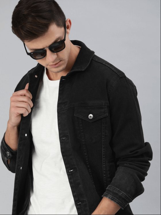 Mens Denim Jacket Black - DOCACCA - Denim Jacket - 
