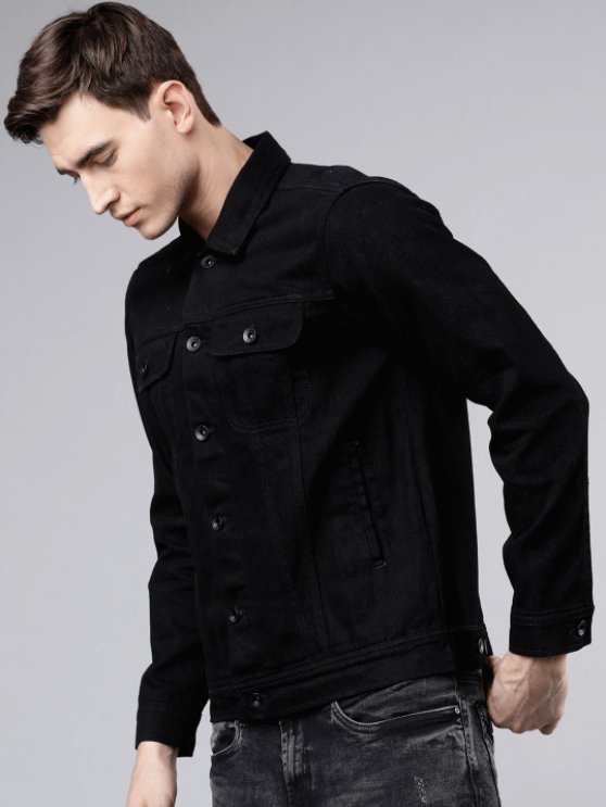 Mens Denim Jacket Black - DOCACCA - Denim Jacket - 
