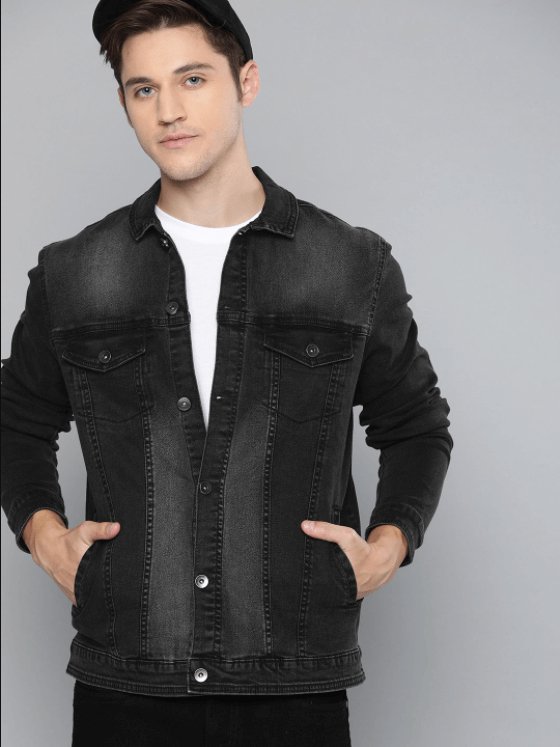 Mens Denim Jacket Black - DOCACCA - Denim Jacket - 