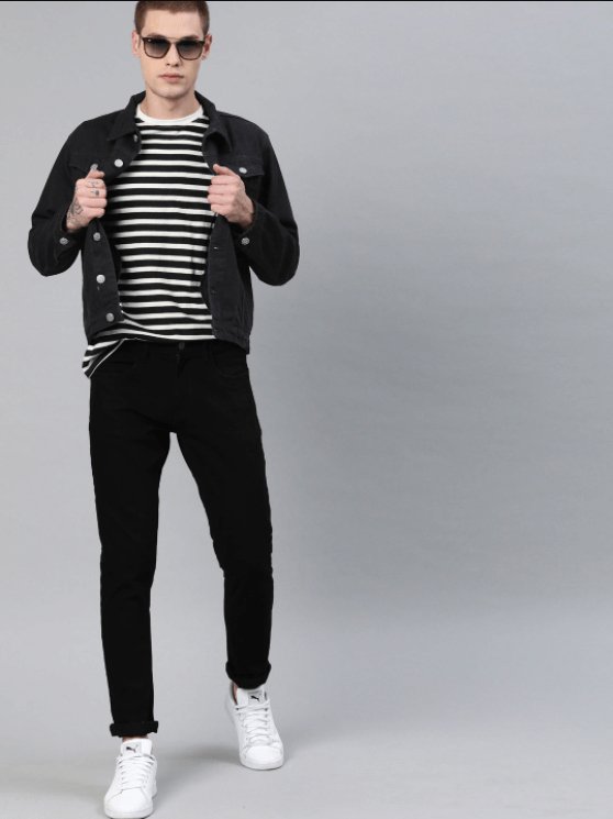 Mens Denim Jacket Black - DOCACCA - Denim Jacket - 