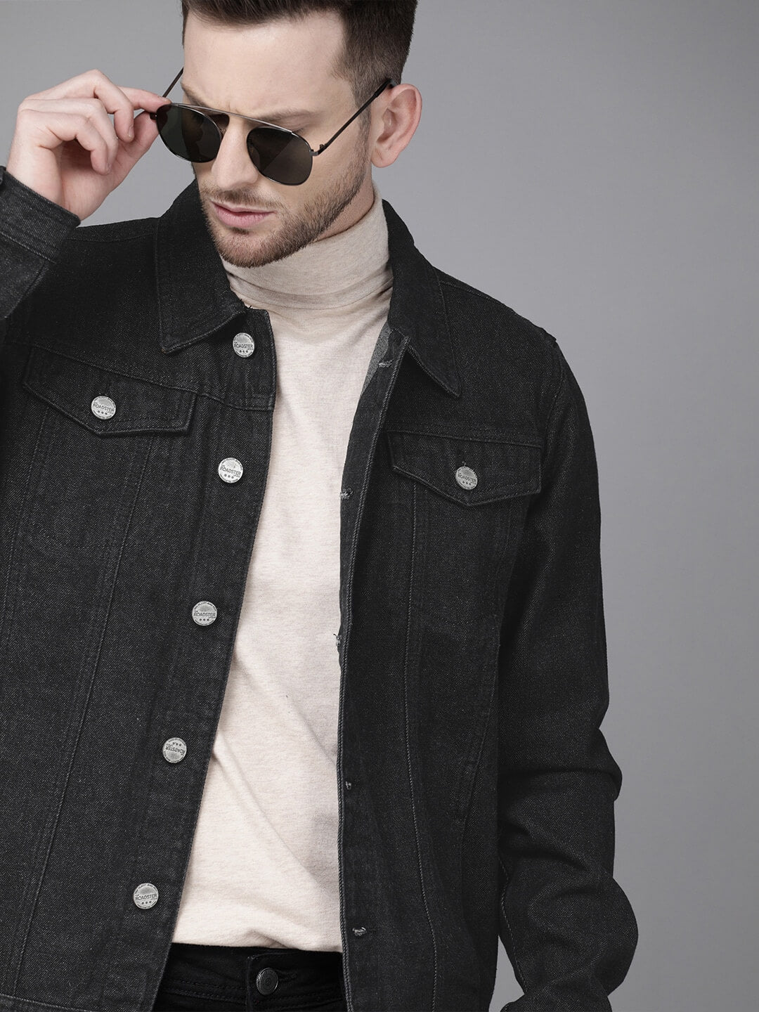 Mens Denim Jacket Black - DOCACCA - Denim Jacket - 