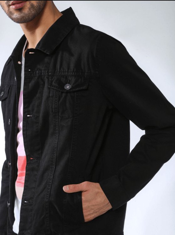 Mens Denim Jacket Black - DOCACCA - Denim Jacket - 