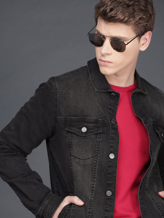 Mens Denim Jacket Black - DOCACCA - Denim Jacket - 