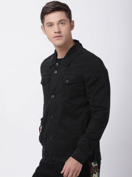 Mens Denim Jacket Black - DOCACCA - Denim Jacket - 