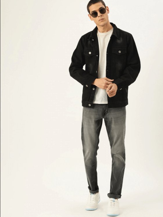 Mens Denim Jacket Black - DOCACCA - Denim Jacket - 