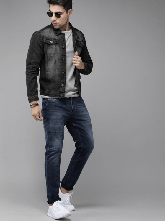 Mens Denim Jacket Black - DOCACCA - Denim Jacket - 
