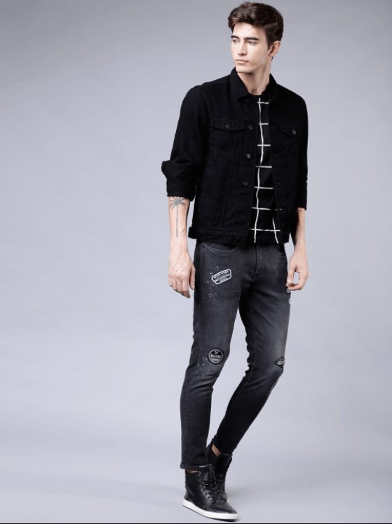 Mens Denim Jacket Black - DOCACCA - Denim Jacket - 
