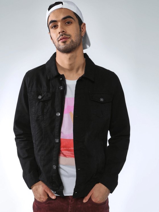 Mens Denim Jacket Black - DOCACCA - Denim Jacket - 