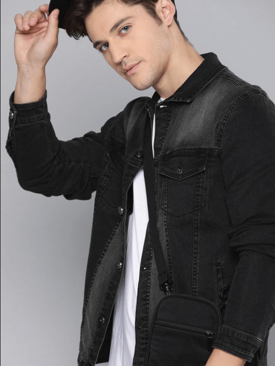Mens Denim Jacket Black - DOCACCA - Denim Jacket - 
