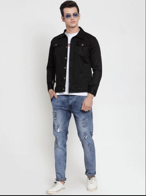 Mens Denim Jacket Black - DOCACCA - Denim Jacket - 