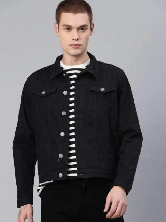 Mens Denim Jacket Black - DOCACCA - Denim Jacket - 