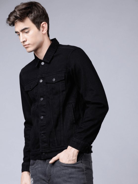 Mens Denim Jacket Black - DOCACCA - Denim Jacket - 